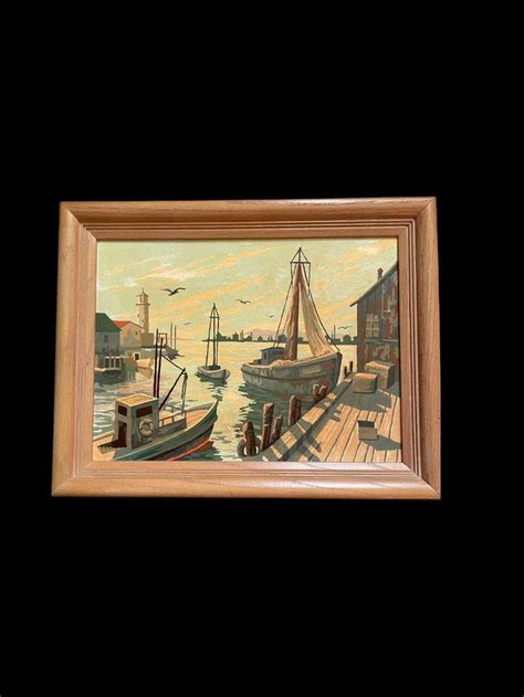 Vintage Paint By Number Framed Nautical Painting PBN No Etsy In 2022