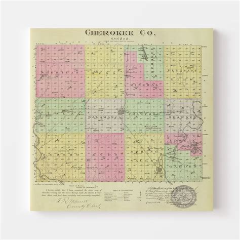 Vintage Map of Cherokee County Kansas, 1887 by Ted's Vintage Art