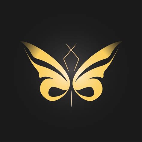 Logotipo De Mariposa Dorada Sobre Fondo Negro Vector Premium