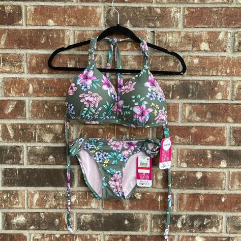 Hula Honey Swim Hula Honey Push Up Green Floral Bikini Set Size Bottomsxs Topddd Poshmark