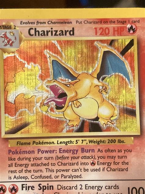 First Line Error Base Set Holo Charizard Screen Misprint Pokemon