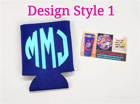 Personalized Monogram Can Cooler 4 Different Design Styles | Etsy