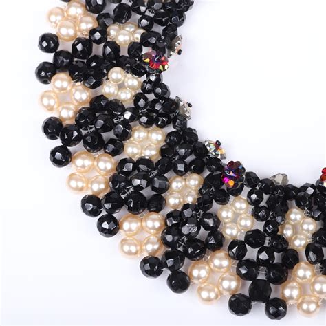 Lot Coppola E Toppo Woven Collar Bib Necklace With Faux Pearls