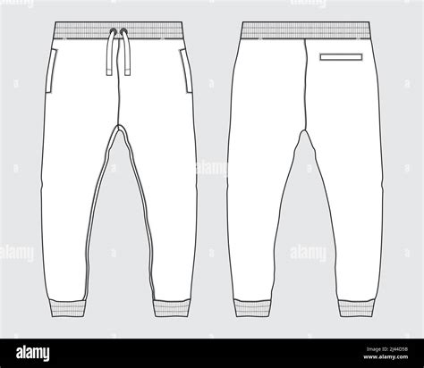 Fleece Fabric Jogger Sweatpants Overall Technical Fashion Flat Sketch