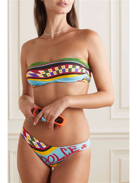 Dolce And Gabbana Printed Bandeau Bikini Net A Porter