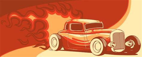 Premium Vector Illustration Of Hot Rod Car With Flames