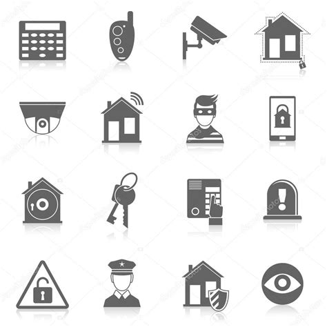 Home Security Icons Home Security Icons Stock Vector Macrovector