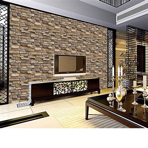 Rustic 3D Effect Wallpaper Brick Stone Self Adhesive Wall Sticker Decal