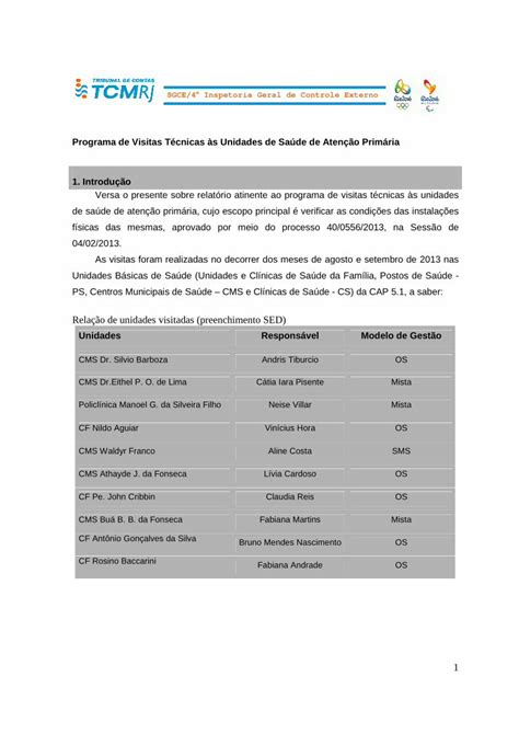 Pdf Rela O De Unidades Visitadas Preenchimento Sed A Inspetoria