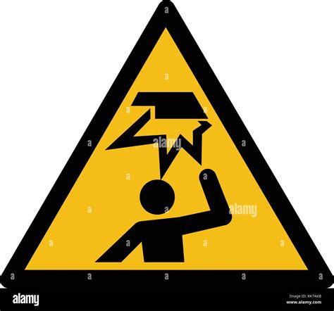 Warning Hazard Sign Vector Overhead Obstacle Label Sticker Stock