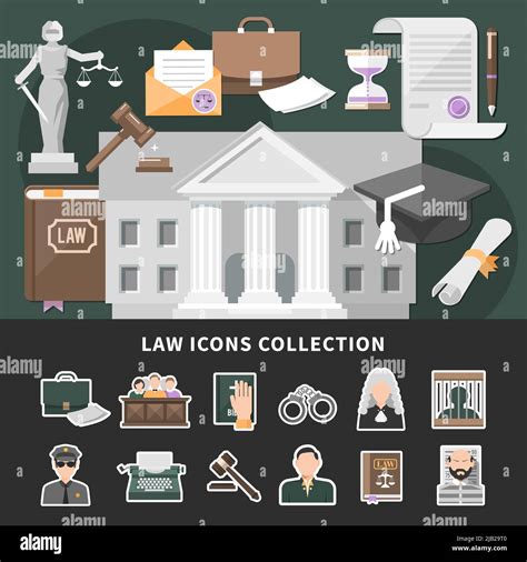 Law Icons Background With Set Of Isolated Emoji Style Justice Icons And