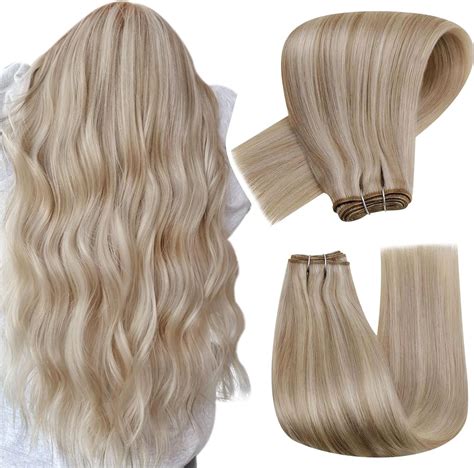 Hetto Weft Hair Extensions Blonde Highlights Sew In Hair Extensions For