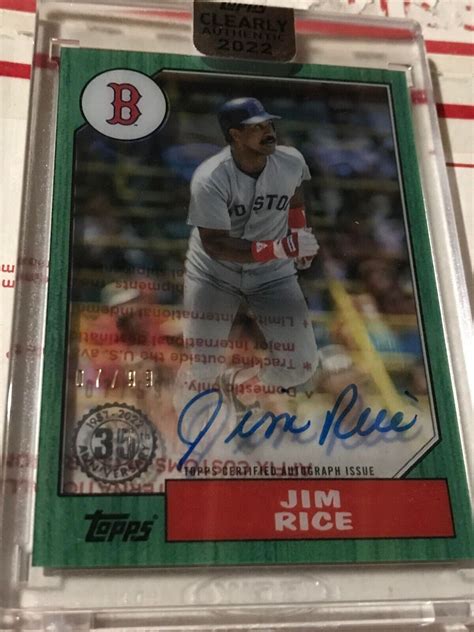 Topps Clearly Authentic Green Parallel Encased Auto Jim Rice