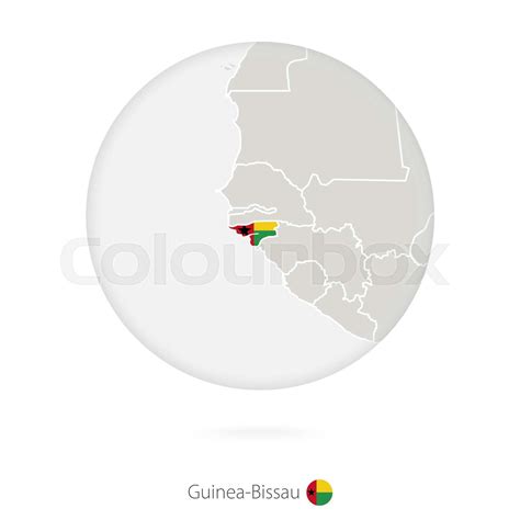 Map Of Guinea Bissau And National Flag In A Circle Stock Vector