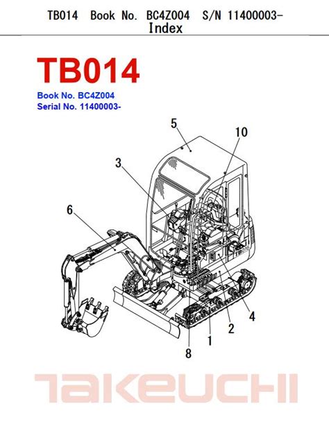 Takeuchi Excavator Tb Tb Workshop Parts Operators Manual It En