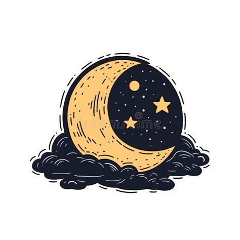 Moon Hand Drawn Comic Illustration Moon Vector Doodle Style Cartoon