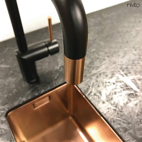 Rhythm Bistro 2 RH 350 BISTRO Copper Kitchen Faucet Black Copper