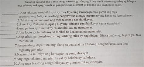 Isulat Sa Patlang Ang Tama Kung Wasto Ang Pahayag Kung Hindi Wasto Ang