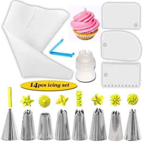 14 Pcsset Pastry Bag Nozzles Tips Diy Icing Piping Cream Reusable