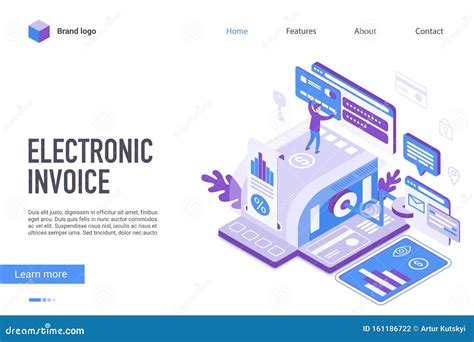 Electronic Invoice Notice Of Payment Isometric Concept Vector