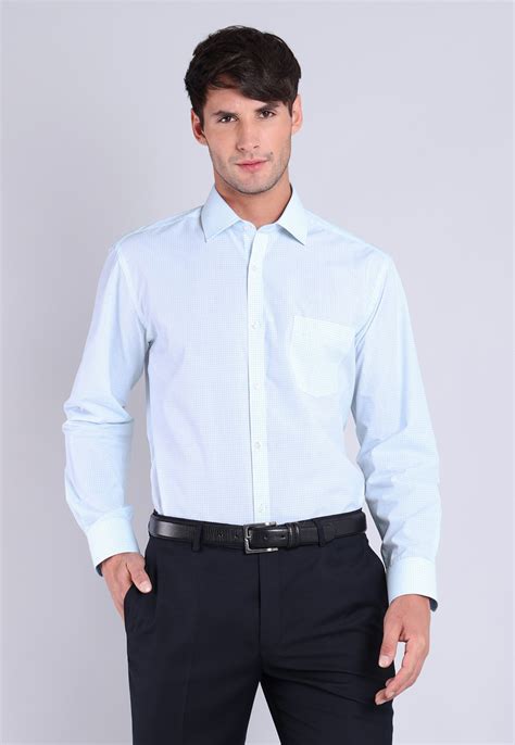 Camisa Formal Manga Larga Para Hombre A Cuadros Blanca Arrow