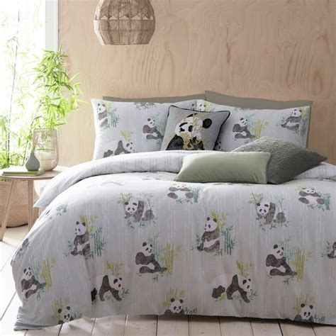 Furn Pandas Green Reversible Duvet Cover And Pillowcase Set Dunelm