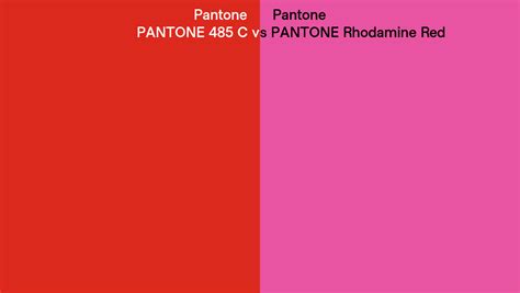 Pantone 485 C Vs Pantone Rhodamine Red Side By Side Comparison