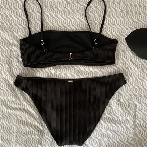 Hollister Ribbed Bikini Set Size M Black Top With Depop