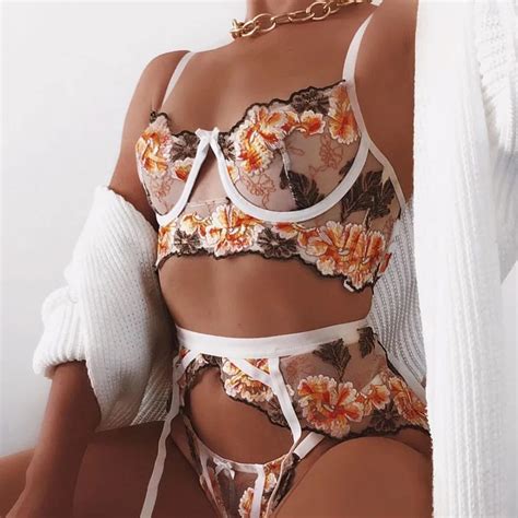 Ropa Interior Sexy Para Mujer Conjuntos De Lencer A De Encaje Blanco