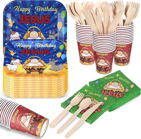 Amazon Maxcheck Pcs Happy Birthday Jesus Tableware Set Include