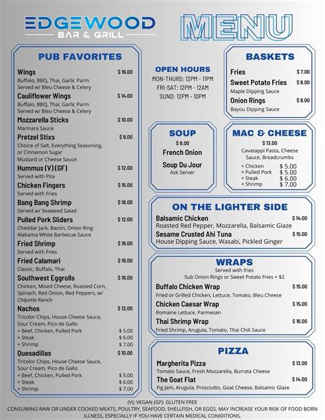 Menu — Edgewood Bar and Grill