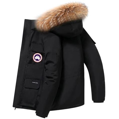 Parka Homme à Capuche Hiver Veste Chaud épaissir Marque Luxe Fourrure