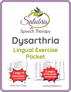 Dysarthria - Lingual Exercise Packet - speech therapy articulation