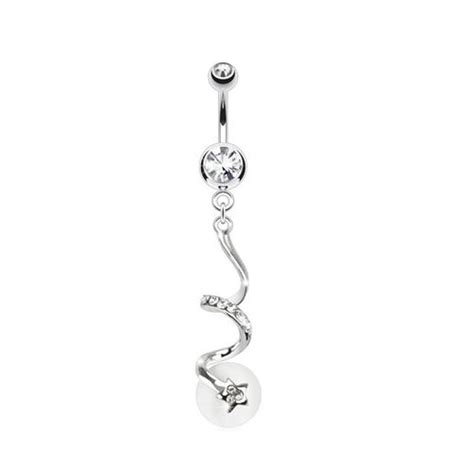 Navelpiercing Spiraal Met Schietende Ster Op Een Bal Belly Button Rings