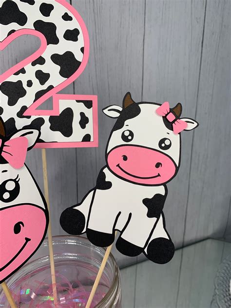 Moo Moo Centerpieces Moo Moo I M Two Moo Moo Birthday Etsy