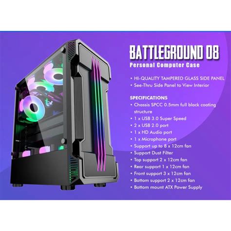 Jual Simbadda Battleground Atx Matx Tempered Glass Gaming Case