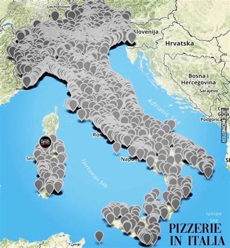 Mapa pizzerii we Włoszech Joe Monster