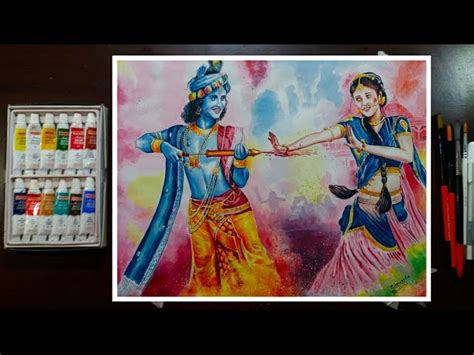 radha krishna playing holi painting buy radha krishna dancing painting