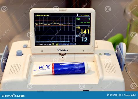 Cardiotocography Device Placed On Mother S Abdomen Recording The Fetal