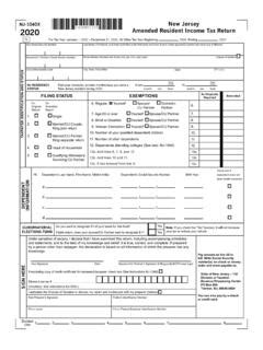 New Jersey Amended Resident Income Tax Return New Jersey