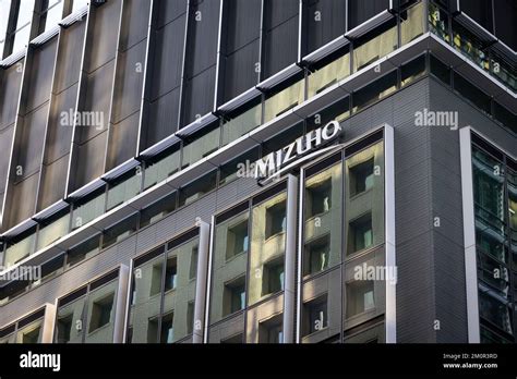 Logo of Mizuho Bank on their headquarter building in Otemachi, Tokyo on ...