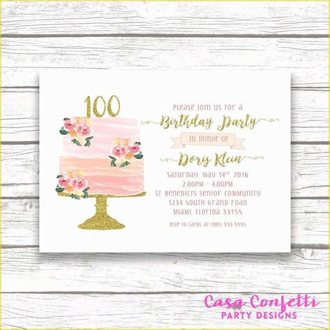 100th Birthday Invitation Templates