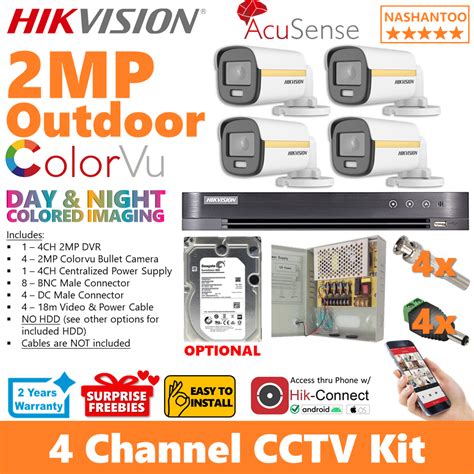 Hikvision Ch Mp Cameras Colorvu Outdoor Bullet Ch Diy Cctv Package