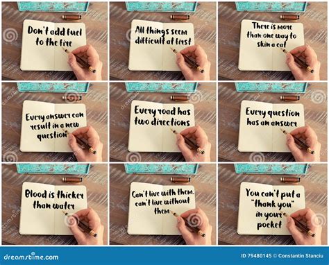 Photo Collage Of Handwritten Quotes On Notebook Stock Image Image Of