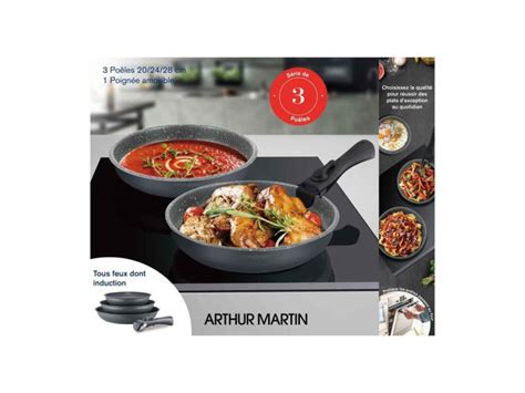 Batterie De Cuisine Arthur Martin Am Gm Set De Poeles Gris Mat