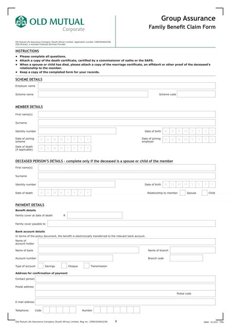 Old Mutual Funeral Claim form - Mymgf.co.za