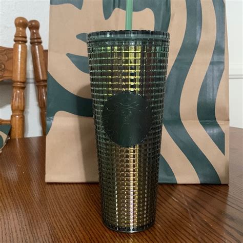 Starbucks Kitchen Starbucks Rainforest Green Iridescent 24oz Grid