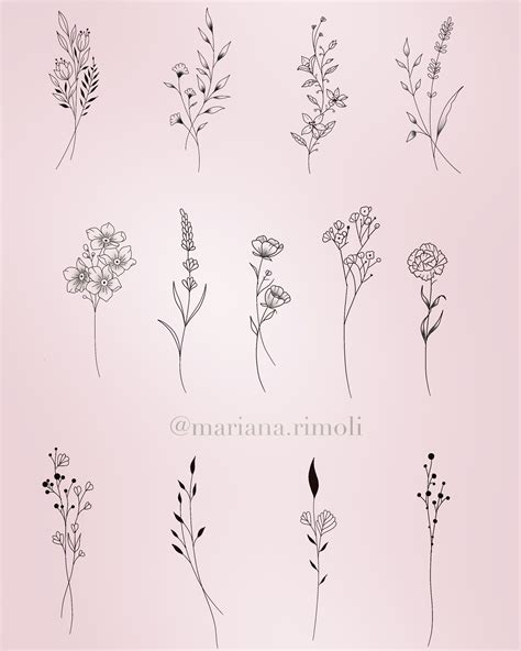 Dise Os De Flores Minimalistas Para Tattoo Mariana Rimoli En