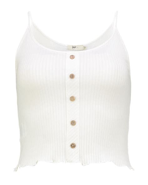 Riachuelo Regata Cropped Feminina Alças Finas Malha Canelada Branco