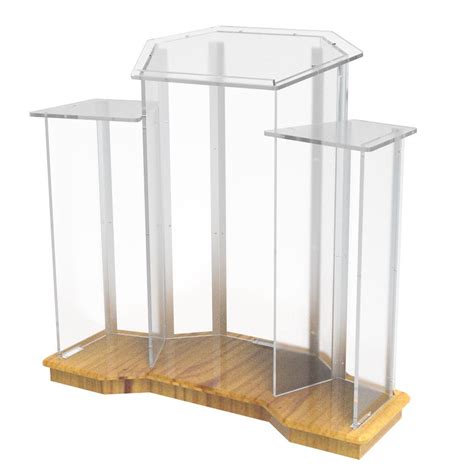 Podium Pulpit Wood Base W Clear Plexiglass Acrylic Tier